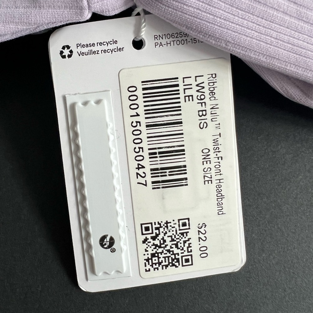 Lululemon NWT Ribbed Nulu twist front headband (bandeau) lavender one size - Picture 5 of 6